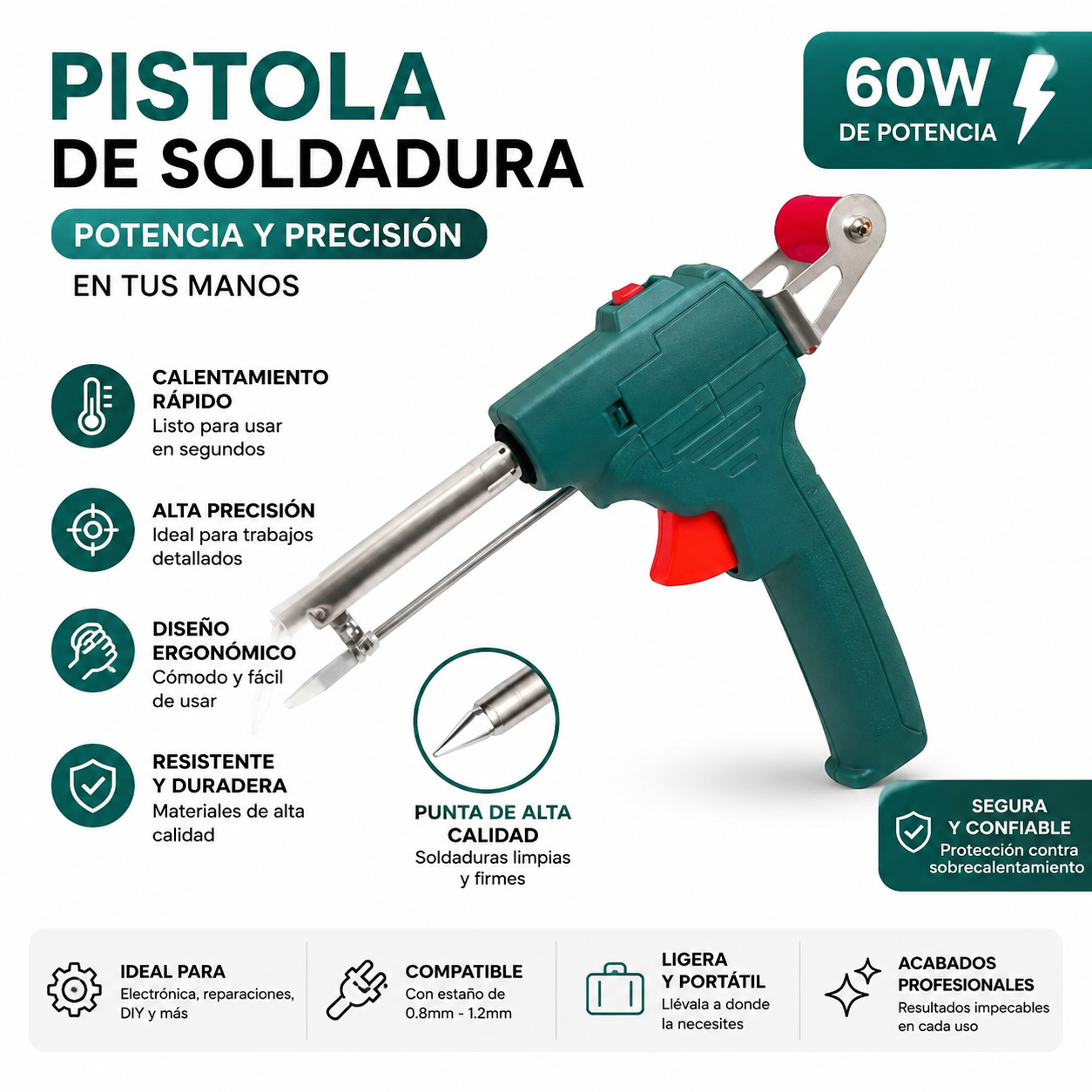 SoldaPro™ 60w – Pistola de Soldadura Rápida