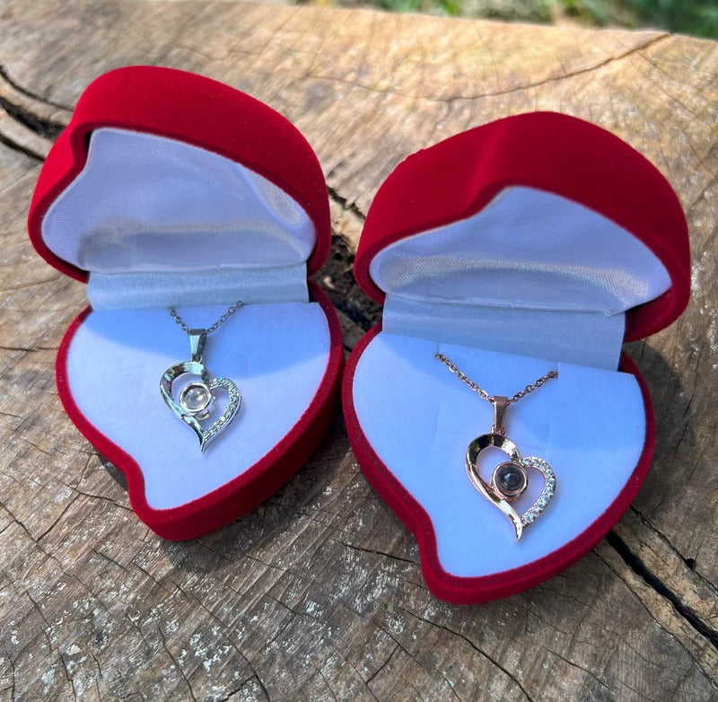 Collar Te Amo 100 Idiomas + CAJA CORAZÓN REGALO