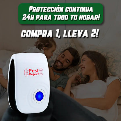 Repelente Ultrasónico Pest Reject 200m² – Seguro para Mascotas y Niños – COMPRA 1, LLEVA 2 [Sin Veneno, Silencioso]