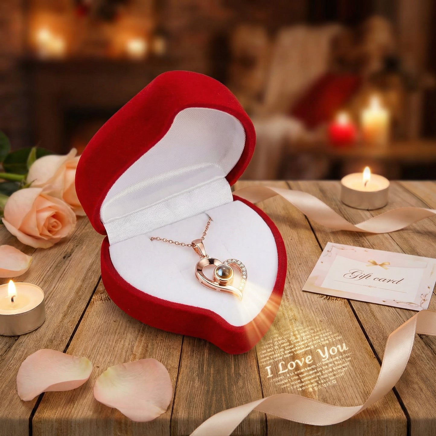 Collar Te Amo 100 Idiomas + CAJA CORAZÓN REGALO