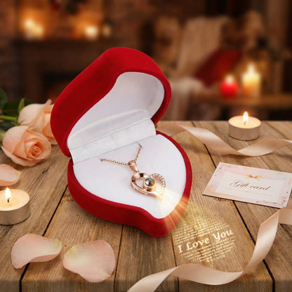 Collar Te Amo 100 Idiomas + CAJA CORAZÓN REGALO