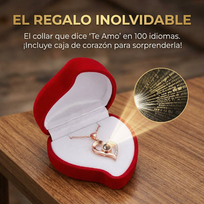 Collar Te Amo 100 Idiomas + CAJA CORAZÓN REGALO
